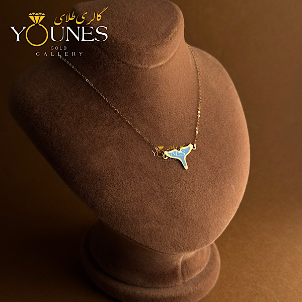 گردنبند میناکاری دم وال نیلی طلا